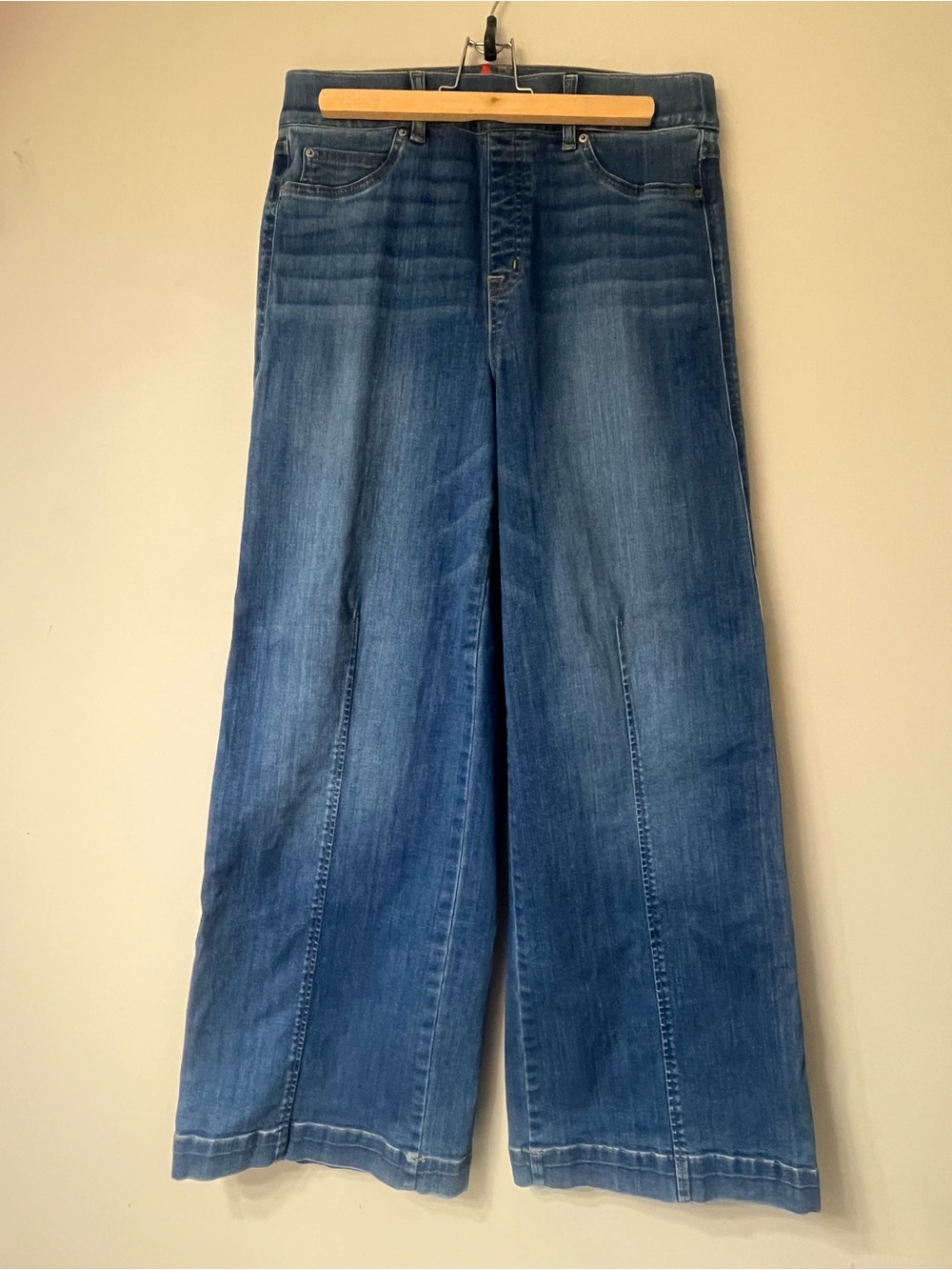 SPANX Seamed Front Wide Leg Women’s “Vintage Indigo” Jeans L